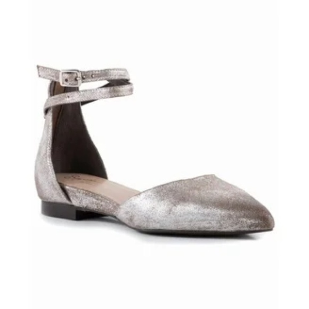 Seychelles Metallic Silver Pointed-Toe Ankle-Strap Flats - Picture 3 of 7